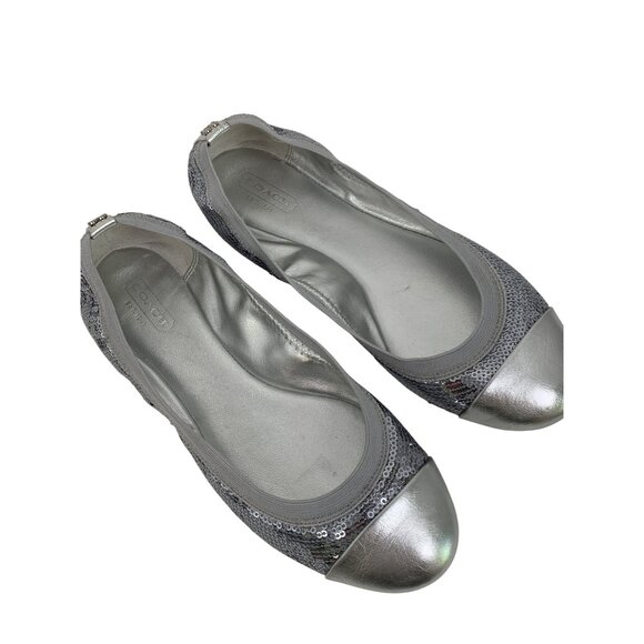 Coach Womens Silver Sequin Ballet Flats Size 7B Q10643 Purse Shoes EUC - Picture 12 of 12